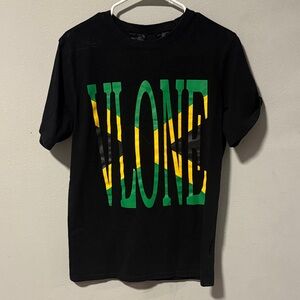 VLONE Black T-Shirt with Green and Yellow Graphic